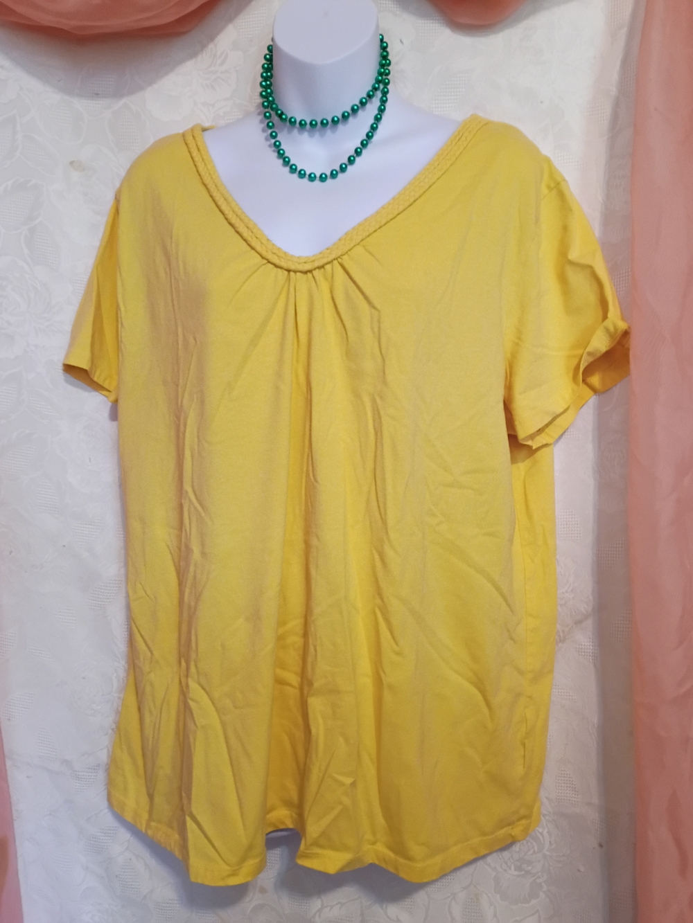Just My Size Bright Yellow V-Neck Short Sleeve Tunic Sz 3X